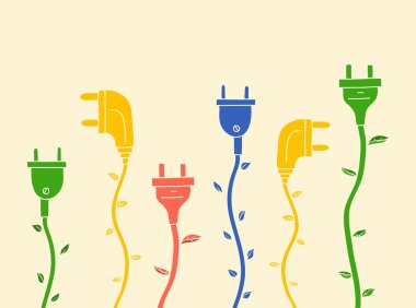 Yeşil enerji. Yaprakları ile elektrik fişi