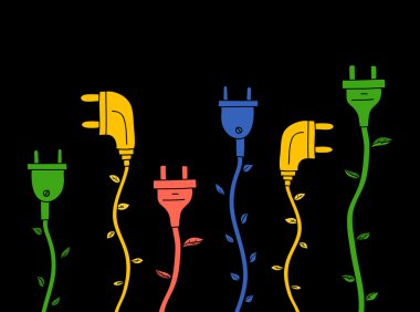Yeşil enerji. Yaprakları ile elektrik fişi