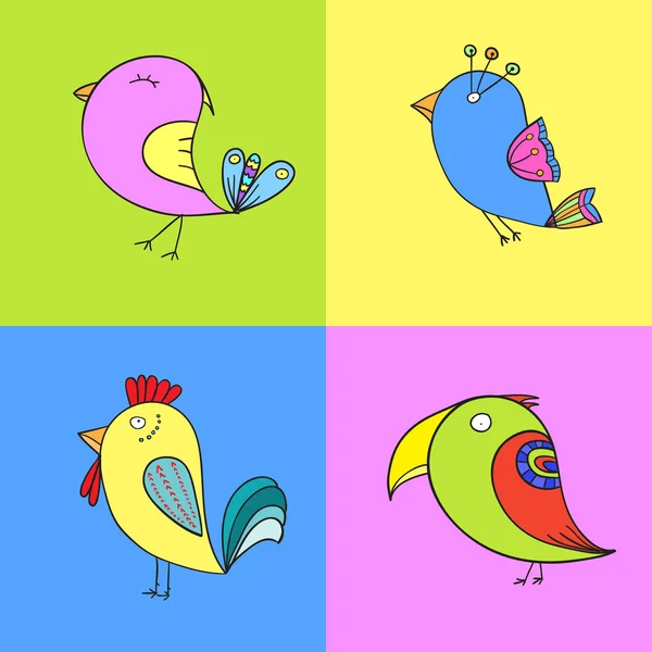 Set of color birds for design — Stock Vector