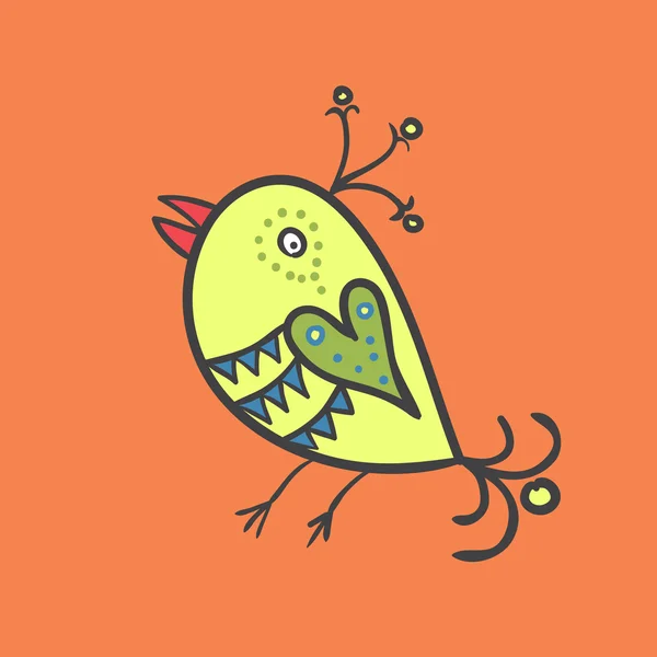 Uccello giallo astratto. Illustrazione vettoriale — Vettoriale Stock