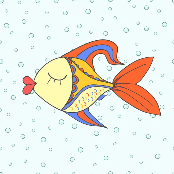 Doodle fish. Ilustración vectorial dibujada a mano — Vector de stock