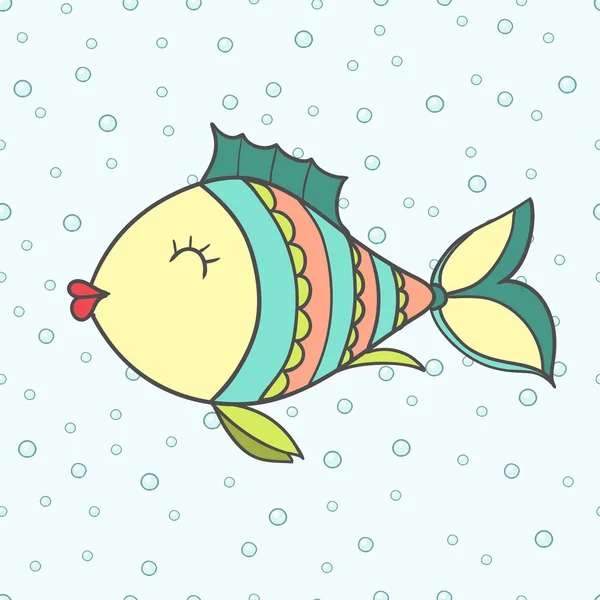 Doodle fish. Hand drawn vector illustration — Stock Vector