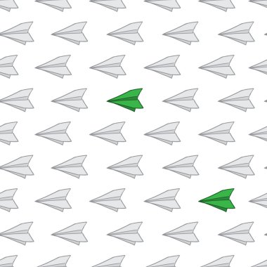 Kağıt Uçak. Dikişsiz desen vektör çizim