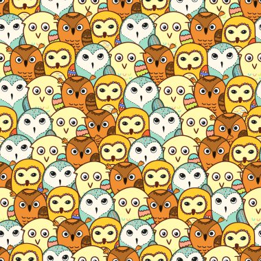 sorunsuz şirin baykuş desen vektör çizim