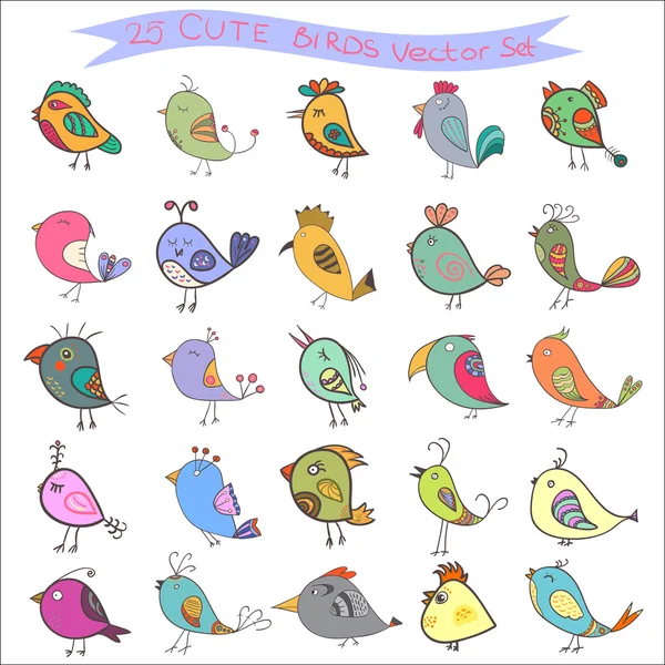 Σύνολο 25 χαριτωμένα πουλιά στο άνυσμα. — Διανυσματικό Αρχείο