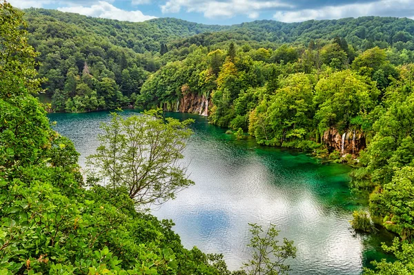 Gedetailleerd Uitzicht Prachtige Watervallen Plitvice Nationale Meren Kroatië Kristalhelder Water — Stockfoto