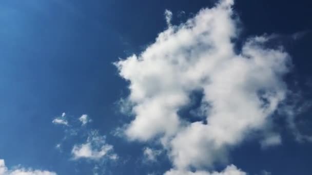 Blauer Himmel Weiße Wolken Geschwollene Flauschige Weiße Wolken Sommerblauer Himmel — Stockvideo