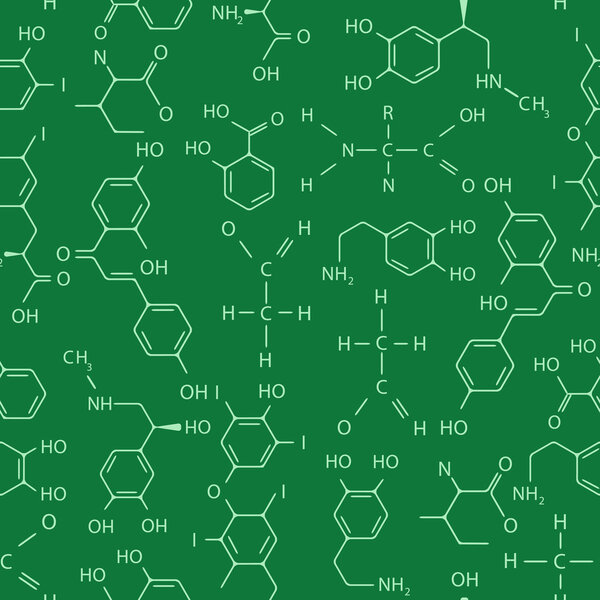 Chemical seamless pattern. Green.