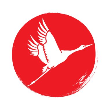 Japonca siluet vinç. Vektör.