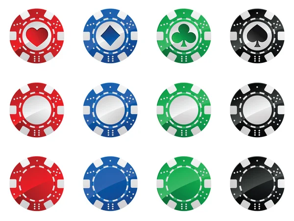 Reihe von Glücksspiel-Pokerchips — Stockvektor