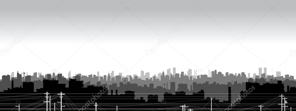 Black and white city silhouette
