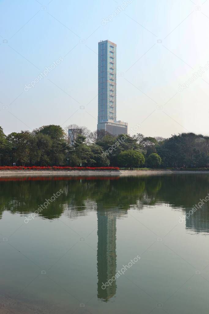 The 42 building perfect reflexion stock photo