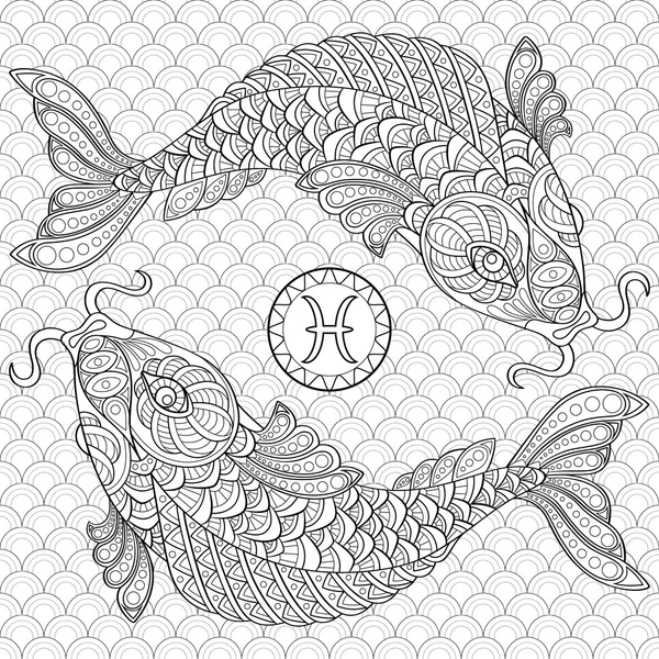 Balık. Koi balıkları. Çin carps. Yetişkin antistress boyama sayfası