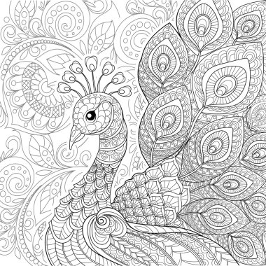 Zentangle tarzında peacock