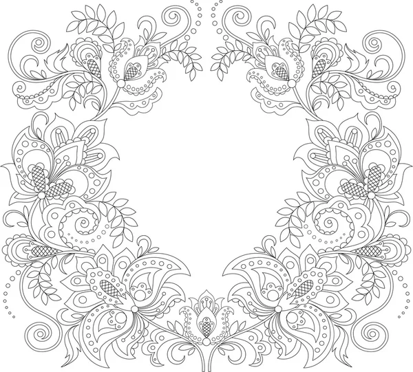 Cadre floral en style zentangle. Motif décoratif floral. Contexte de l'ornement . — Image vectorielle
