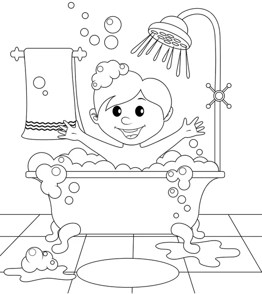 Boy in the bathroom — Stock Vector