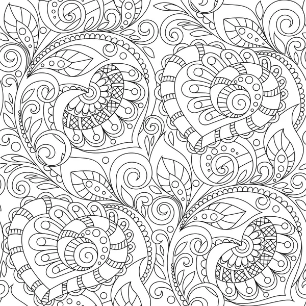 Bezešvé vzor s srdce ornament. Květinový vzor v zentangle stylu — Stockový vektor