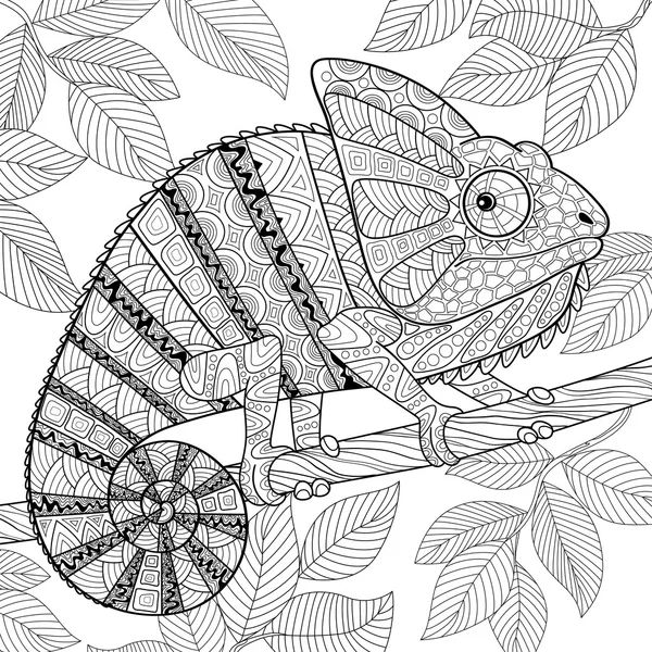 Camaleón en estilo zentangle — Archivo Imágenes Vectoriales