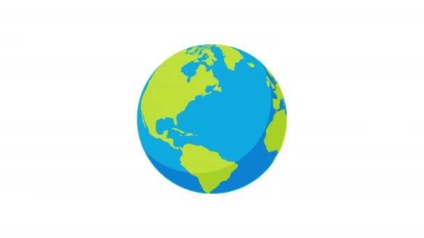 Spinning Earth White Background Globe Rotation Animation — Stock Video