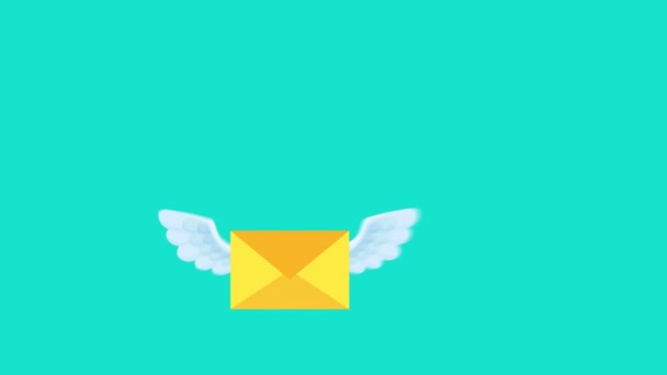 Flying Email Icon Envelope Mail Messaging Icon Wings Animation Stock — Stok video