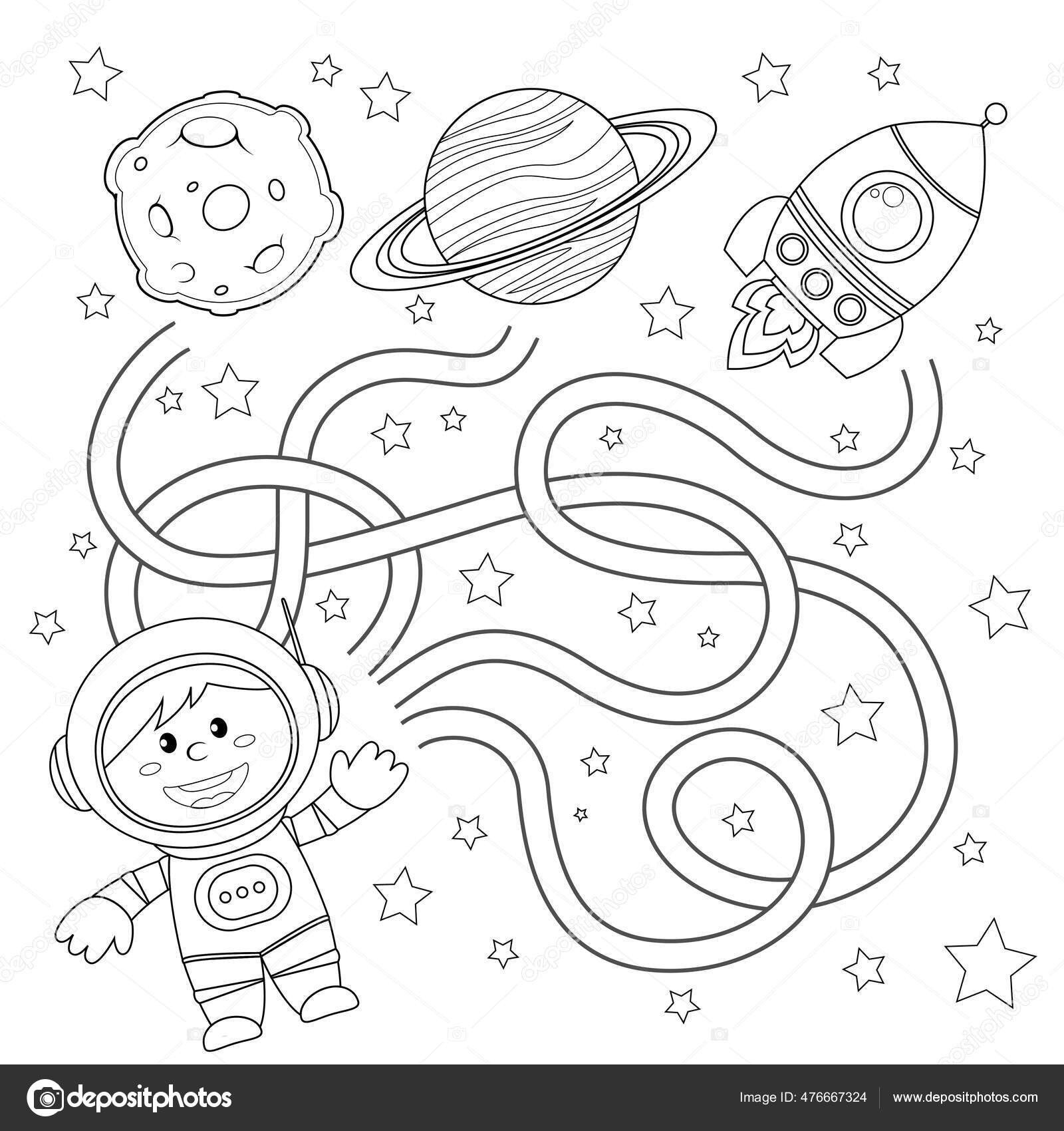 Desenho de Jogos do labirinto - astronauta para colorir - Tudodesenhos