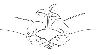 Elinde filizlenme sanatı devam ediyor. El çizilmiş bir çizgi