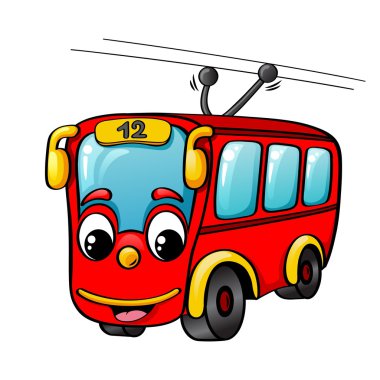 Funny cartoon trolley bus