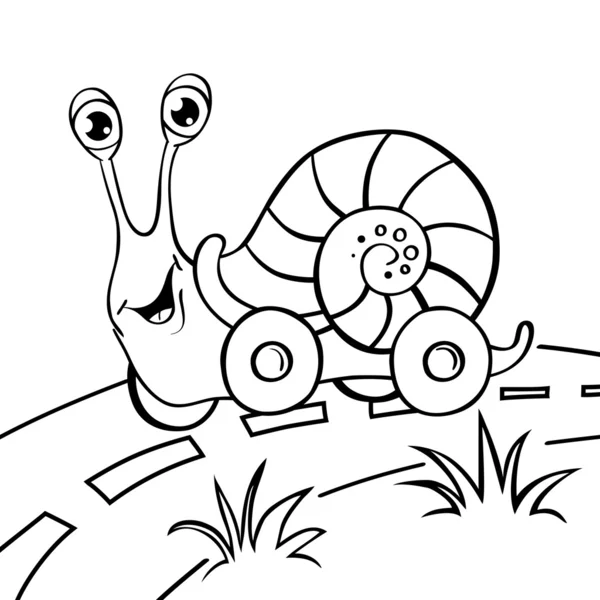 Caracol dos desenhos animados sobre rodas — Vetor de Stock