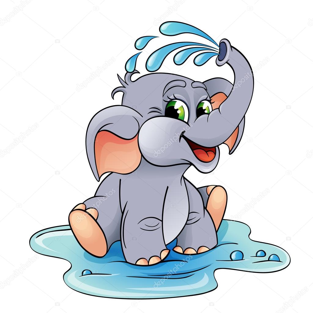 Funny cartoon baby elephant