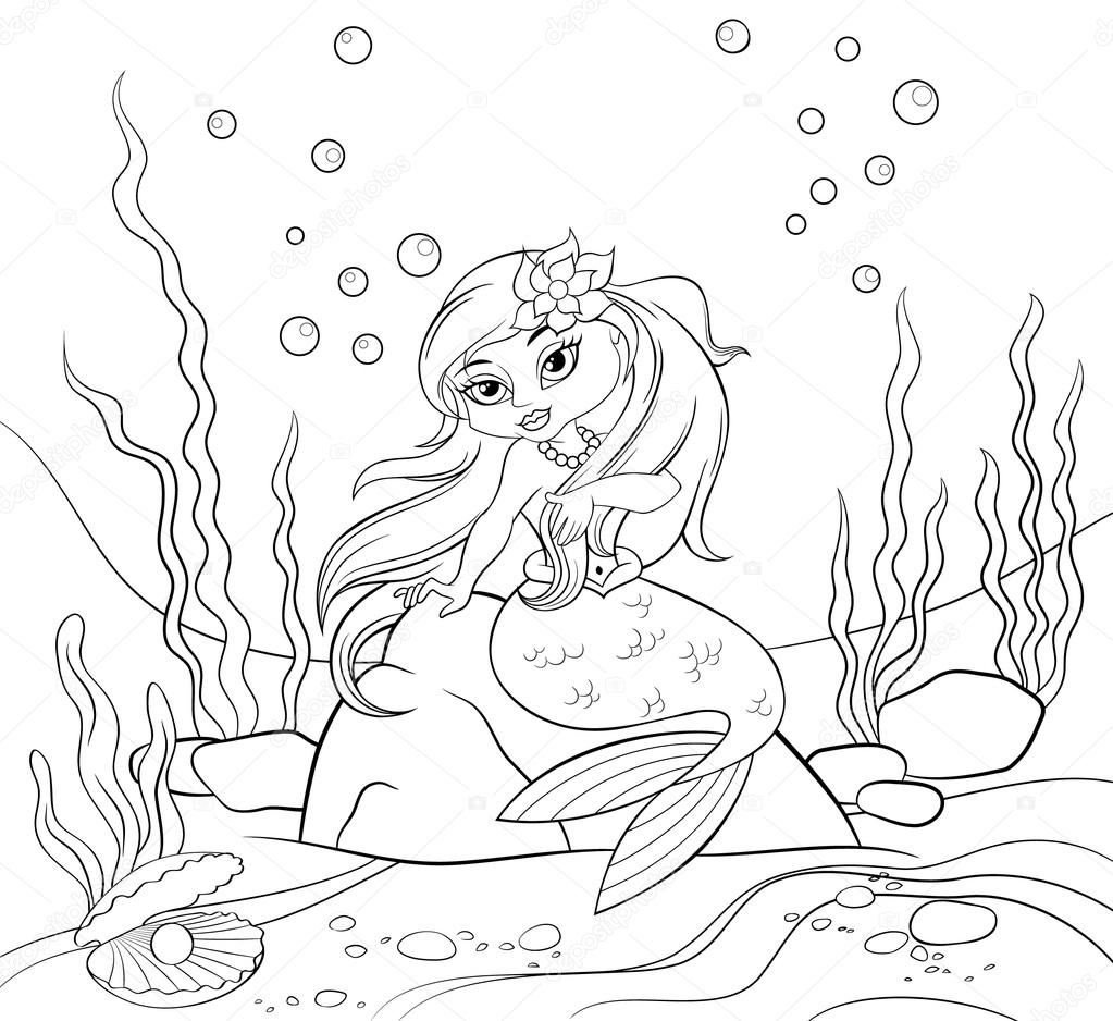 Download Mermaid sitting on the rock — Stock Vector © Alka5051 ...