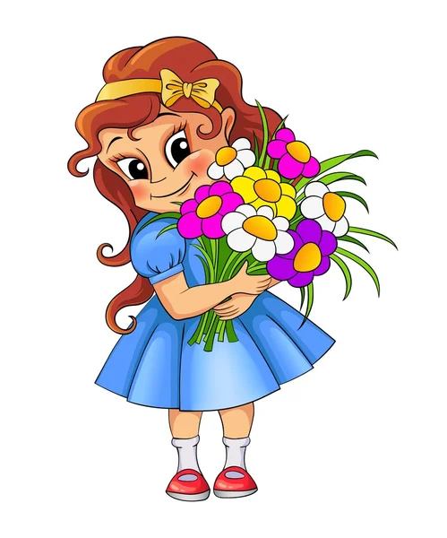 Cute little girl with bouquet — Stock Vector