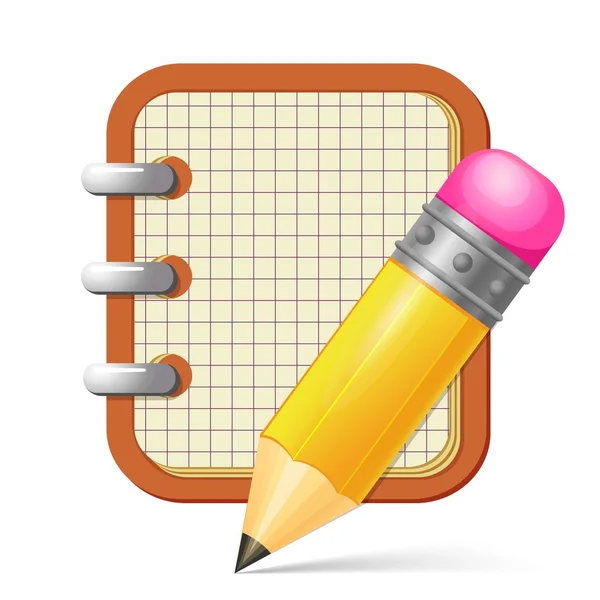 Ícone de lápis e bloco de notas — Vetor de Stock
