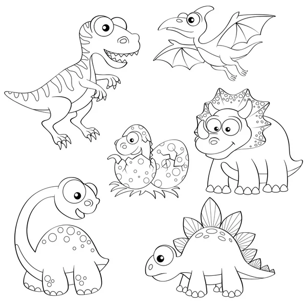 Set of cartoon dinosaurs — Stock Vector