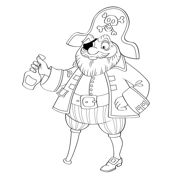 Pirate avec bouteille de rhum — Image vectorielle