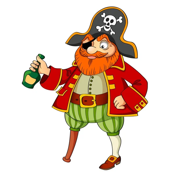 Pirate avec bouteille de rhum — Image vectorielle