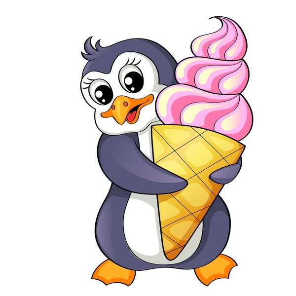 Cartoon-Pinguin mit Eis — Stockvektor