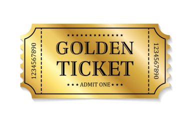 Altın bilet vektör şablonu. Olay giriş kartı. Festival kuponu