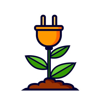 Yerden ikon elektrik prizi çıkıyor. Yeşil enerji kavramı