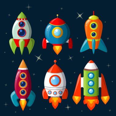 Çizgi film uzay gemisi seti