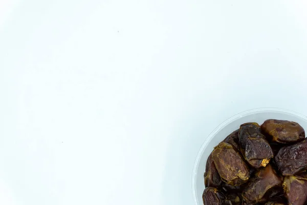 Dates Large Plastic Container White Background — Stock Photo, Image