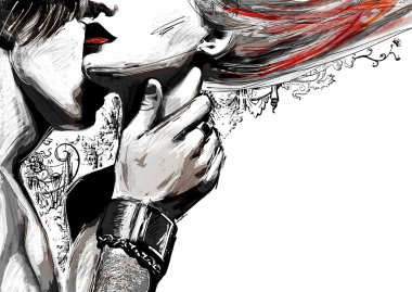 bir erkek bir kız kırılgan boynunu öpmeye