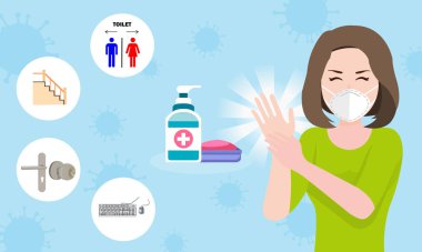 Temiz tutmak ve yüz maskesi takmak, ellerini yıkamak ve dezenfektan spreyi kullanmak da dahil olmak üzere koronavirüsün (COVID-19) yayılmasını önlemek. Çeşitli dokunmatik noktalarda virüsleri öldürür. 