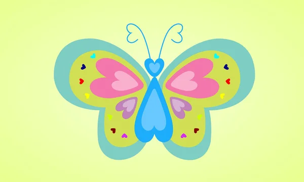 Bunte Herzen Bilden Einen Schmetterling Schmetterlingsikone Vorlage Glücklicher Valentinstag — Stockvektor