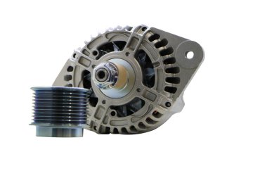 Elektrik jeneratörü. Beyazda izole edilmiş. Makinelerin ve mekanizmaların ayrıntıları. Endüstriyel teknoloji. Teknik.