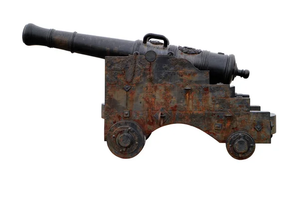 Starobylé Dělo Jádrem Izolovaný Bílém Starověká Zbraň Starověká Lodní Děla — Stock fotografie