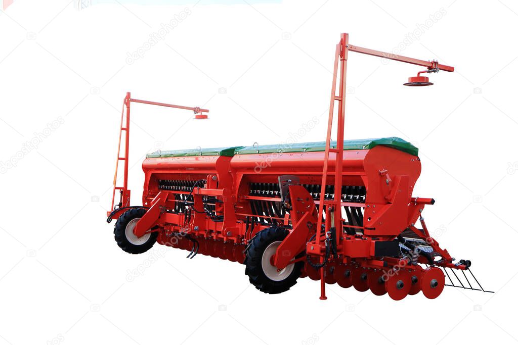 Seed drill. Precision sowing machine. Modern agricultural machinery