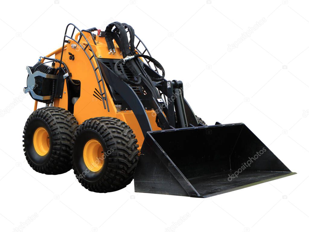 Image of a loader with a remote control. Isolated image. Bulldozer. Front loader. Front-end loader