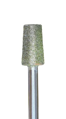 Elmas matkap. Elmas oymacısı. Donanım manikürü için bir araç. Donanım pedikürü için başlık. Kozmetik aletler. İzole edilmiş resim.