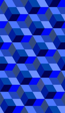 Mavi küp dekorasyonlu, soyut, pürüzsüz bir arkaplan. Geometrik 3d vektör duvar kağıdı, küp desenli arkaplan. Modern grafik tasarımı.