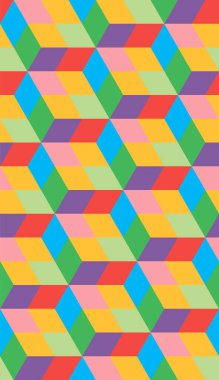 Soyut vektör küpü. Çok renkli küplerden sonsuz, pürüzsüz desen. Modern grafik tasarımı.